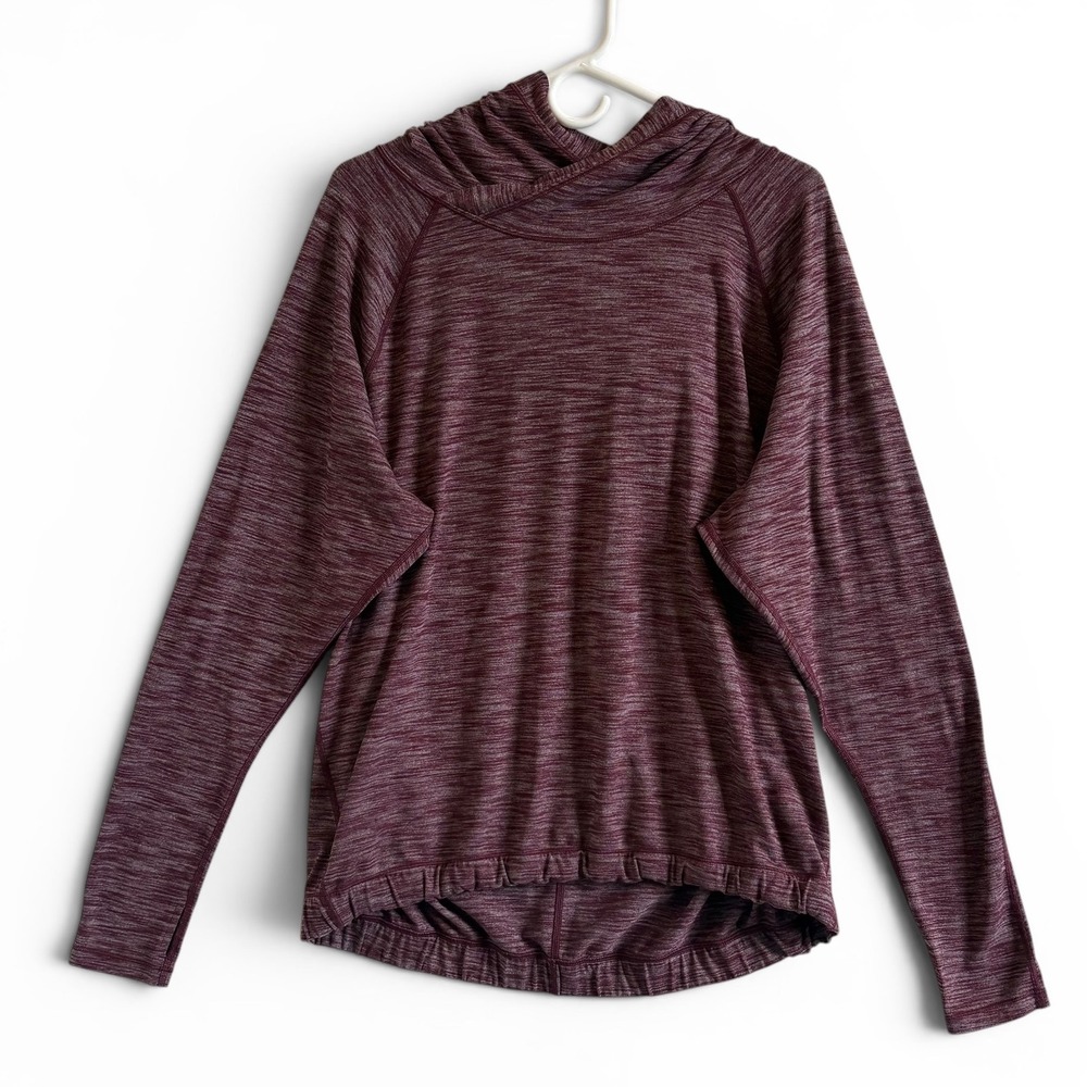 Lululemon Cowl Neck Hoodie Burgundy Space Dye Thumbhole Pullover Womens Est.‎ XL